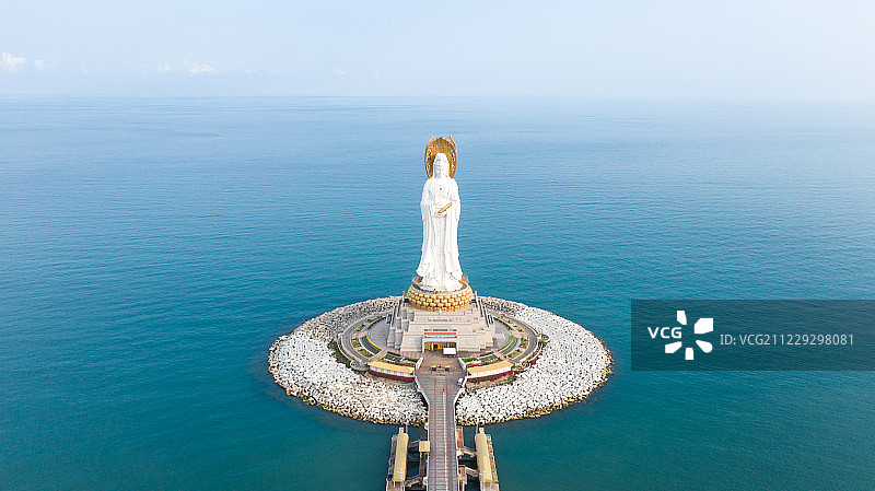 航拍三亚市南山海上观音图片素材
