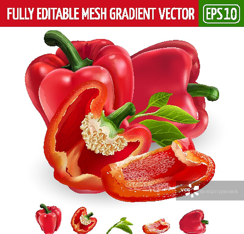 白色背景上的红辣椒矢量图图片素材