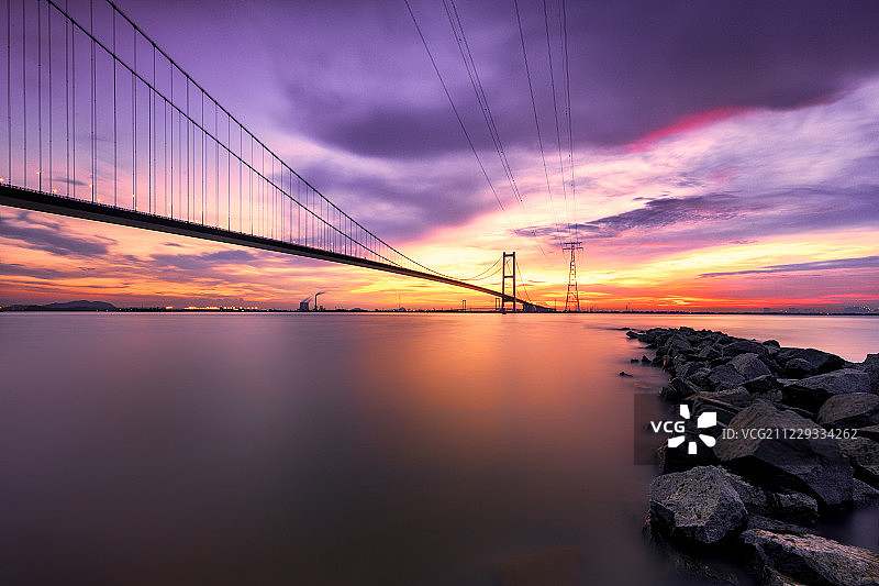 虎门二桥日落风光图片素材