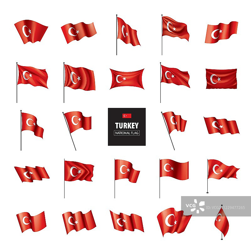 土耳其国旗，矢量插图在白色的背景图片素材
