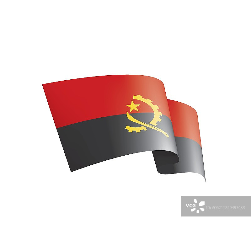 安哥拉国旗，白色背景矢量插图图片素材