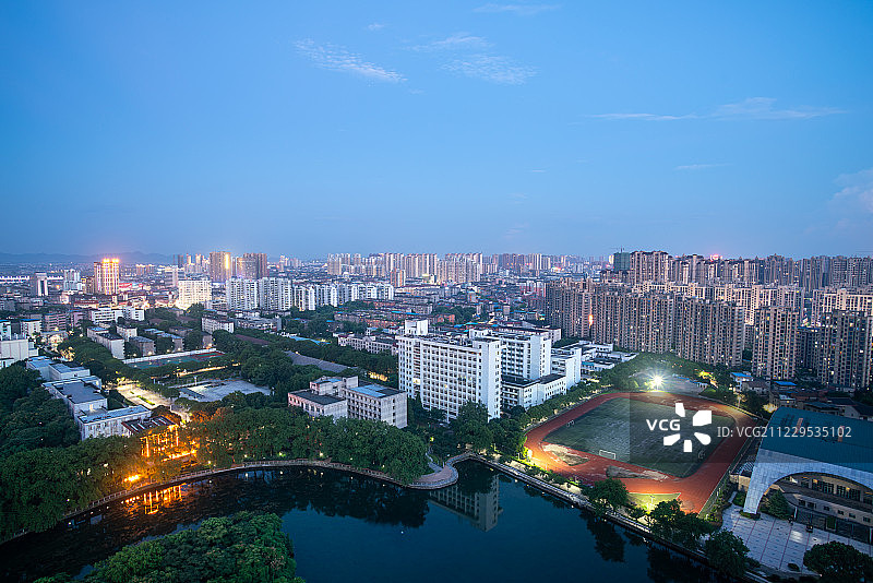 抚州城市夜景鸟瞰城市风光图片素材