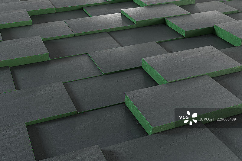 高低起伏的长方形方块，三维渲染图片素材