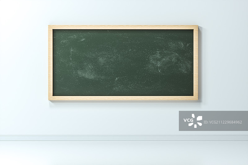 明亮的教室前面的黑板，三维渲染图片素材