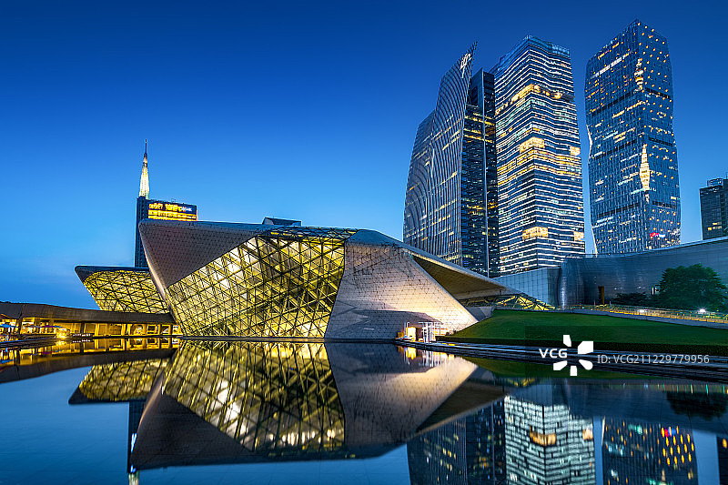 夜景广州大剧院全景图图片素材