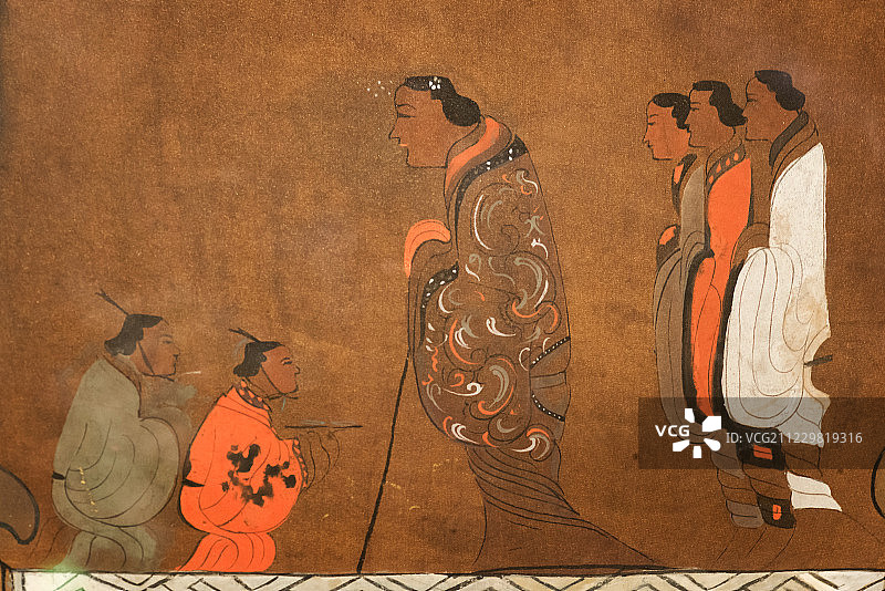 湖南省博物馆辛追墓T形帛画图片素材