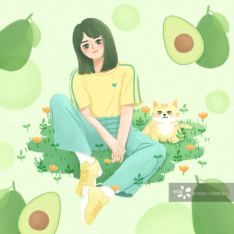 牛油果少女图片素材