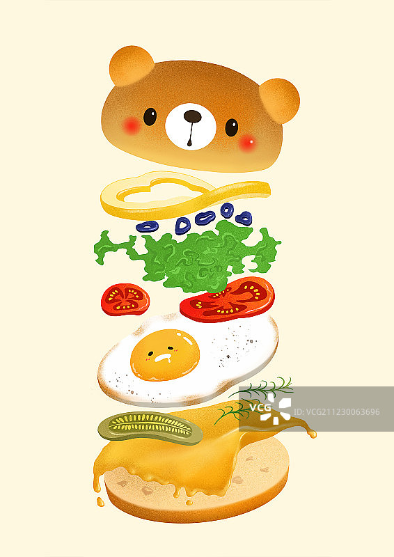 汉堡分层小可爱图片素材