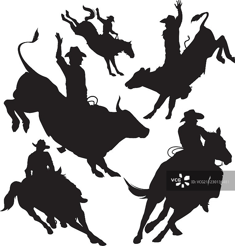 牛仔竞技剪影图片素材