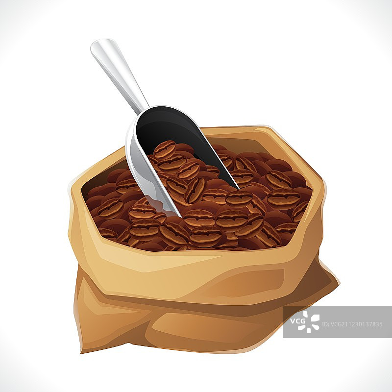 白色背景上的咖啡豆袋图片素材