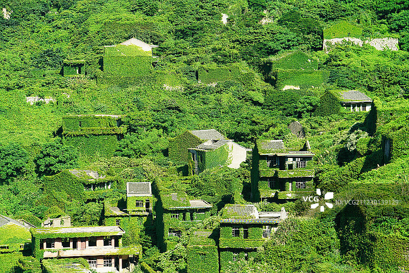 浙江嵊泗枸杞岛旅游地标风光——无人村建筑景观图片素材