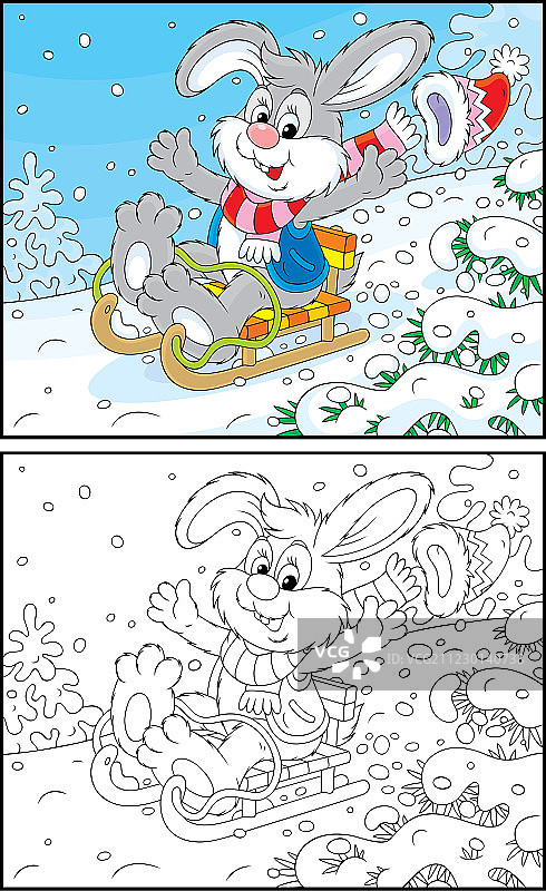 兔子滑雪图片素材