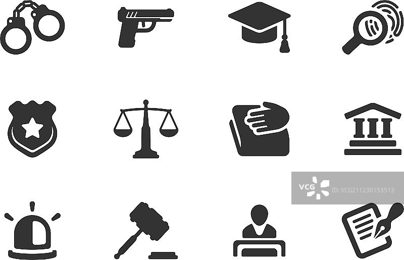 司法与警察图标组合图片素材