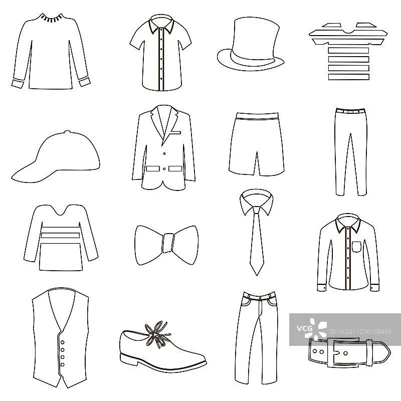 男士简约轮廓服装图标集（EPS10）图片素材