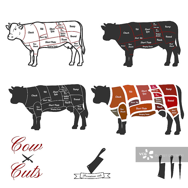 奶牛分割图图片素材
