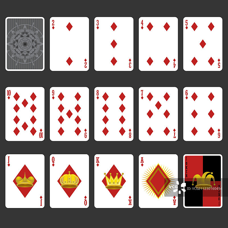 钻石花色扑克牌全套图片素材