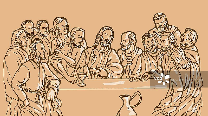最后的晚餐：耶稣基督与门徒图片素材