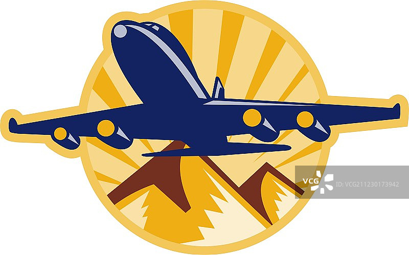 螺旋桨飞机在山间飞行图片素材