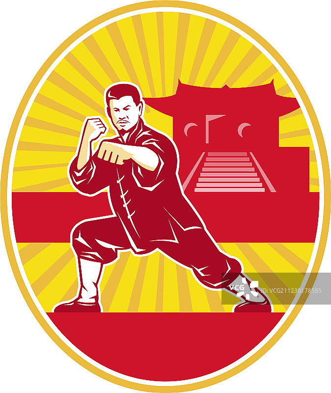 少林功夫武术大师复古海报图片素材