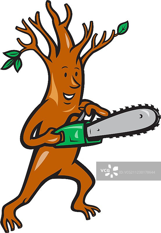 使用链锯的树艺师图片素材