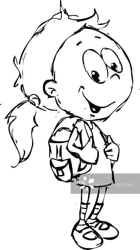 背着书包的女孩图片素材