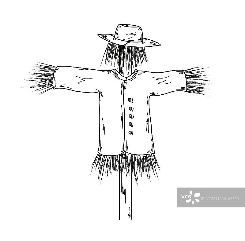 稻草人素描图片素材