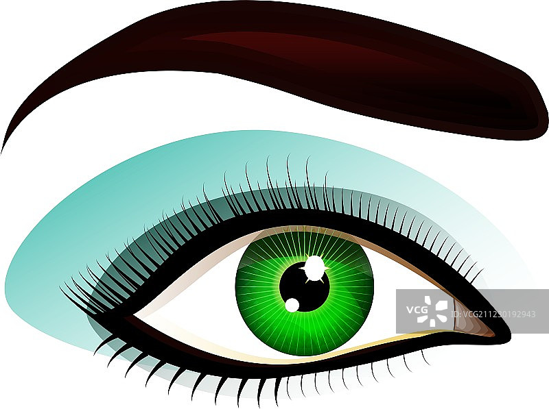 化了妆的绿色左眼图片素材