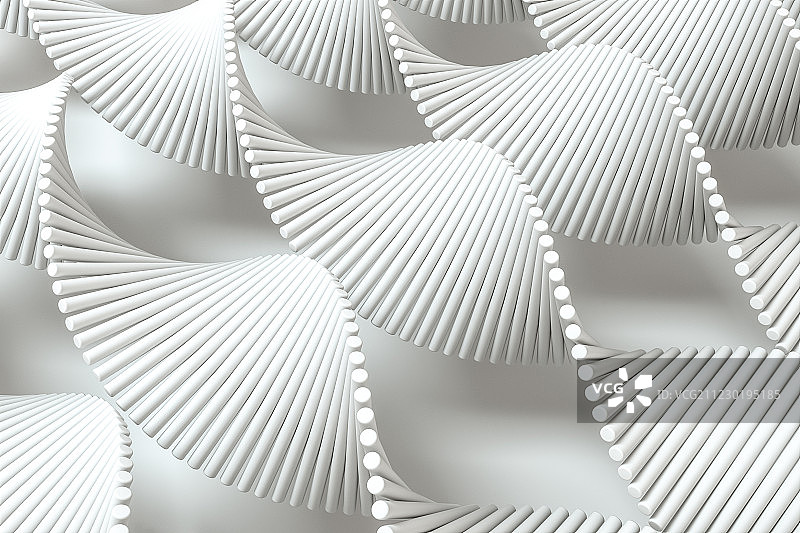 螺旋状DNA与白色背景，三维渲染图片素材