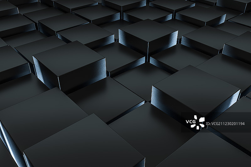 深色方块与辉光特效，三维渲染图片素材