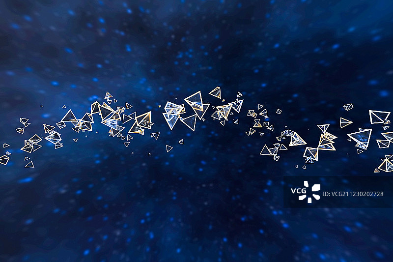 三维渲染，深色背景下的三角形透明宝石图片素材