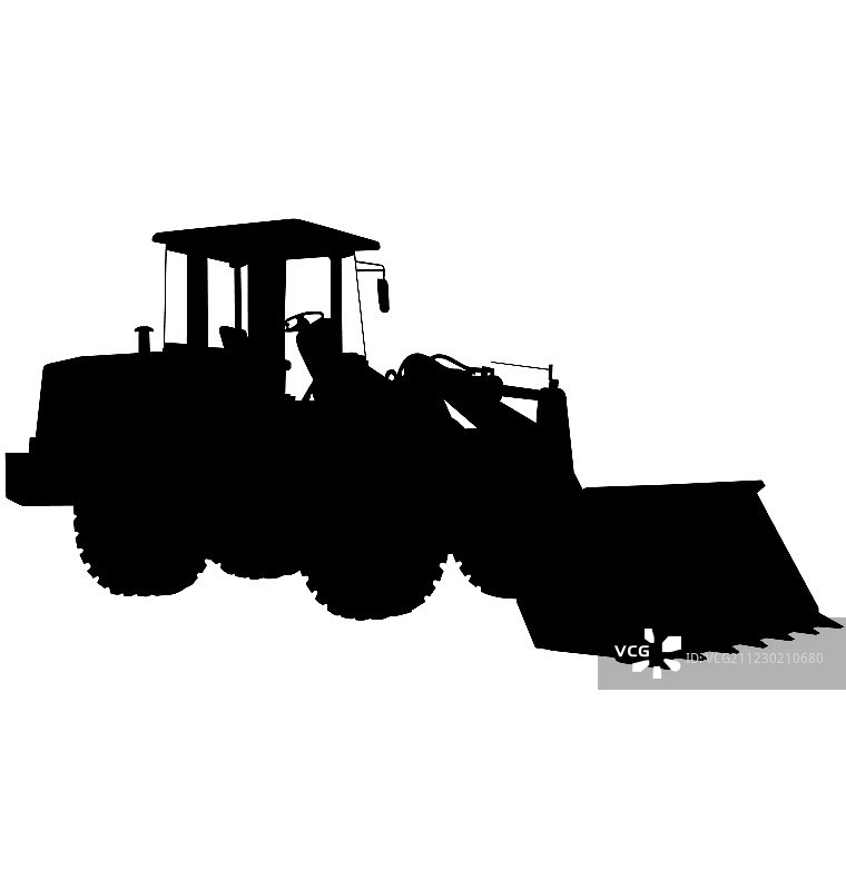 轮式装载机轮廓剪影图片素材