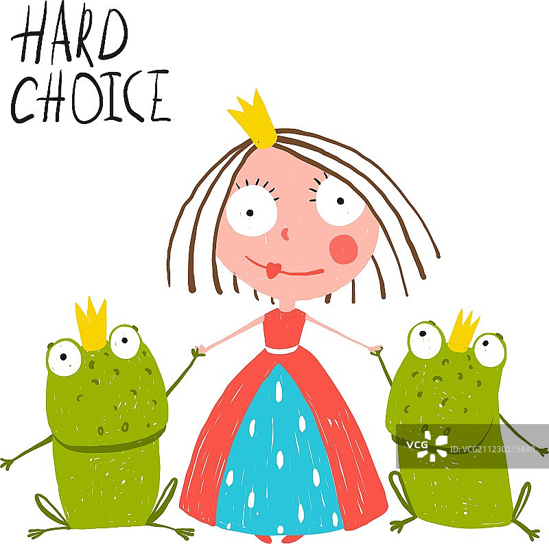 公主在两只青蛙王子之间做出选择图片素材