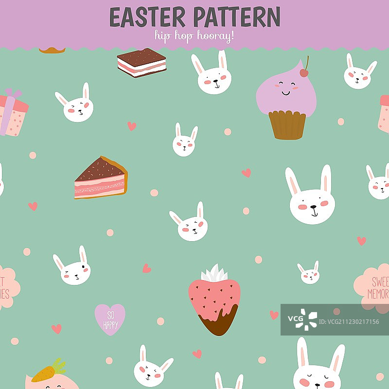 纸杯蛋糕兔子爱心糖果可爱图案图片素材