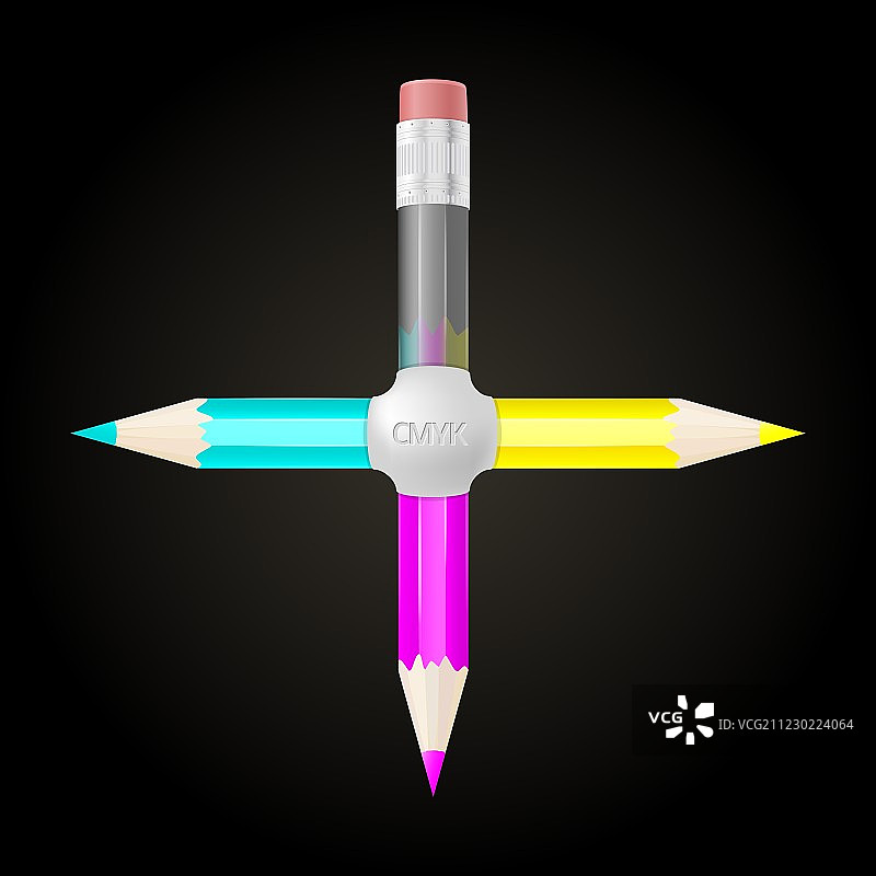 CMYK彩色铅笔图片素材