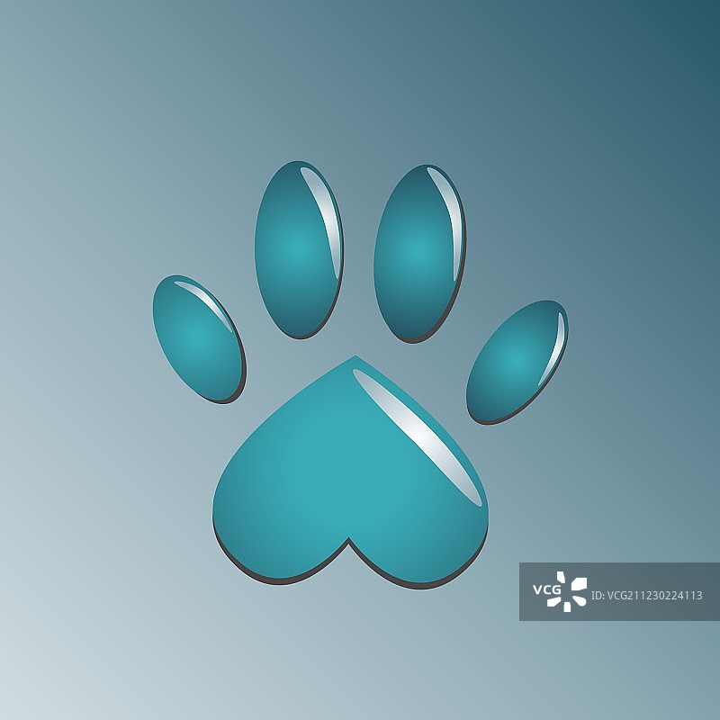 水蓝色爪印图片素材