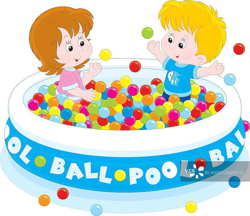 孩子们在球池里玩耍图片素材