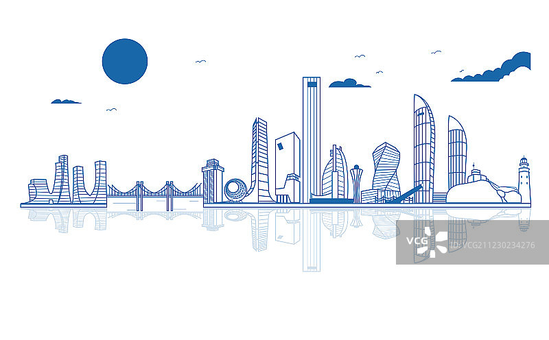 鹭岛厦门城市地标建筑图图片素材