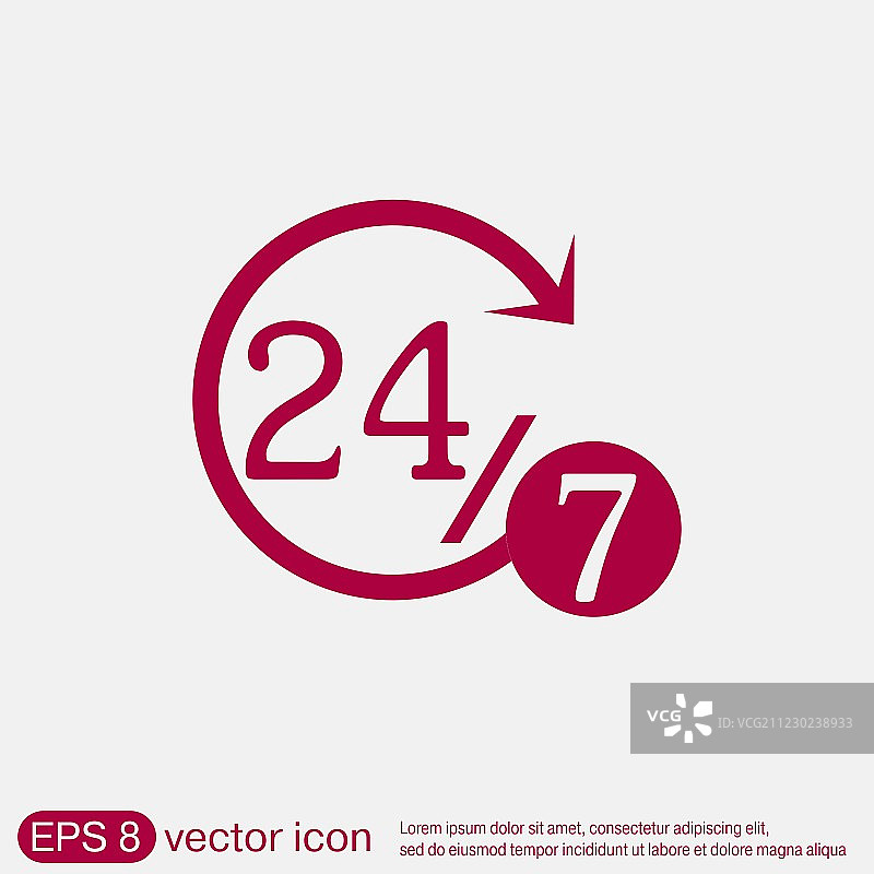 字符24 7开放的一天24小时和7天图片素材