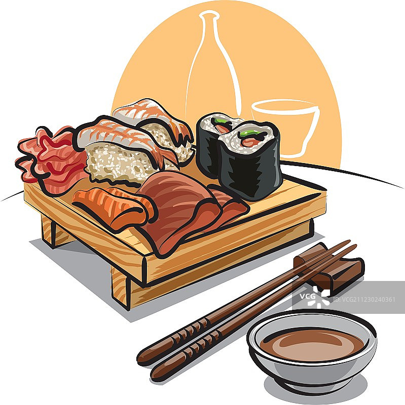 日本料理 - 寿司套餐和酱汁图片素材