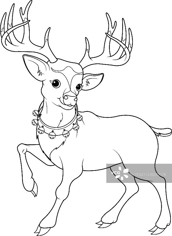 驯鹿鲁道夫填色页图片素材