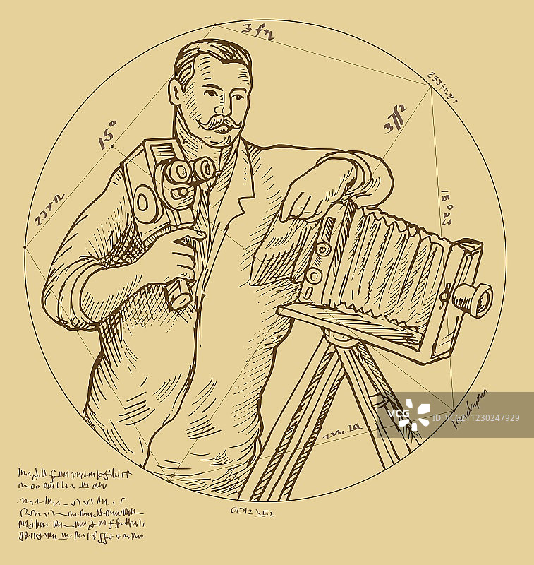 手持摄像机的复古摄影师图片素材