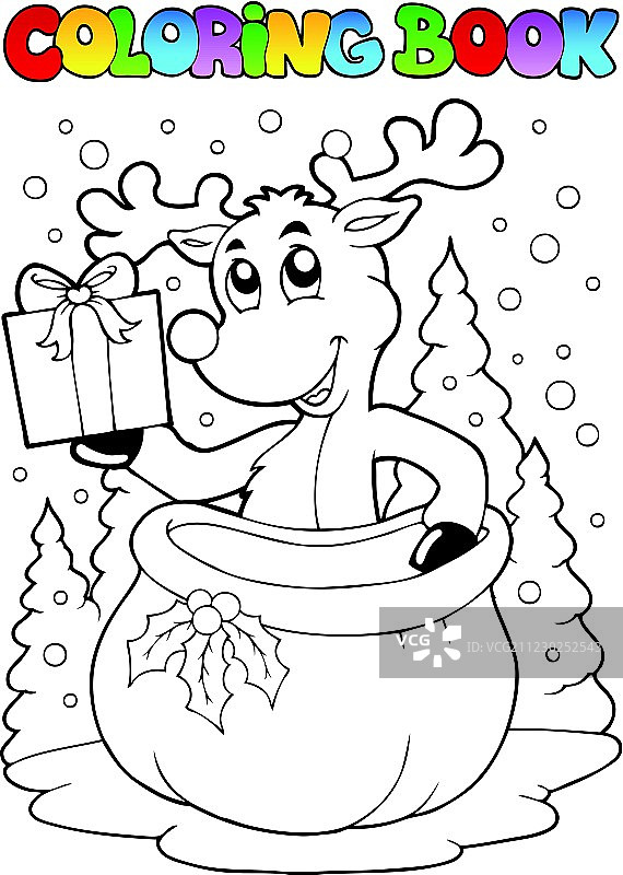 填色书驯鹿主题2图片素材