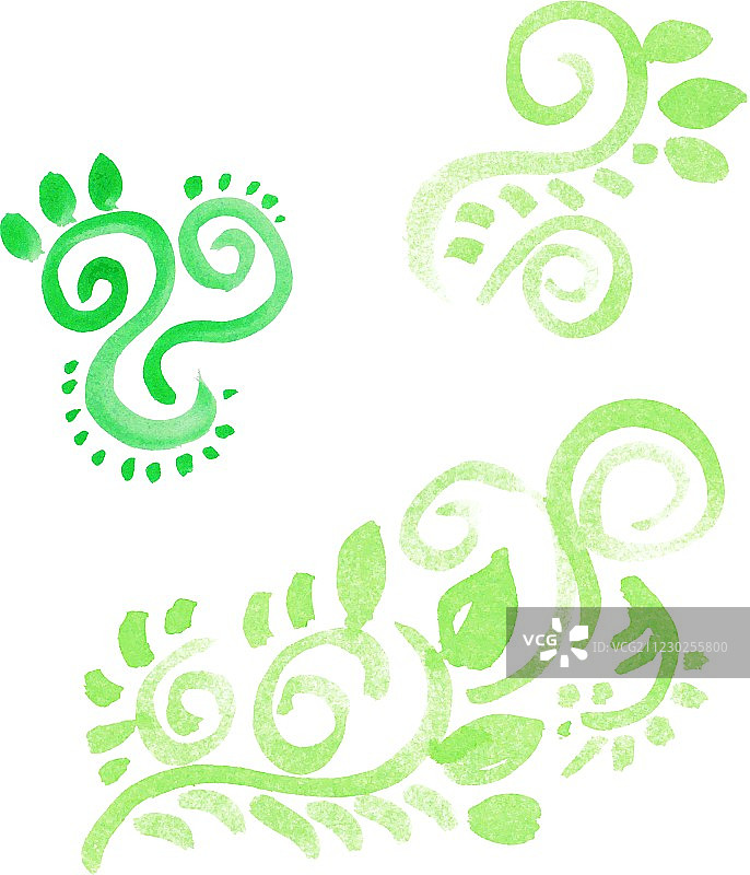 手绘水彩绿叶图片素材