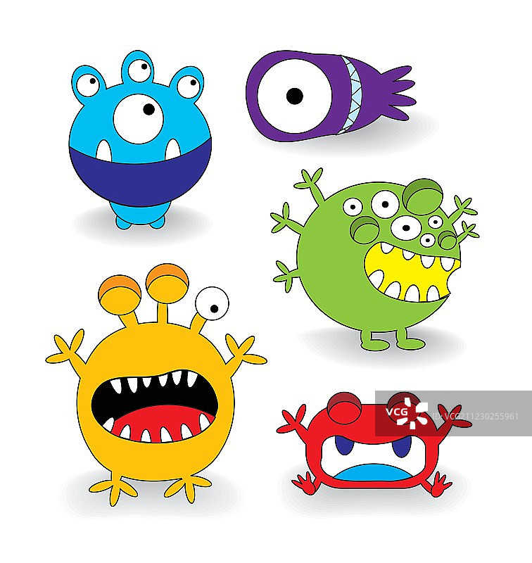 可爱的怪物收藏套装图片素材