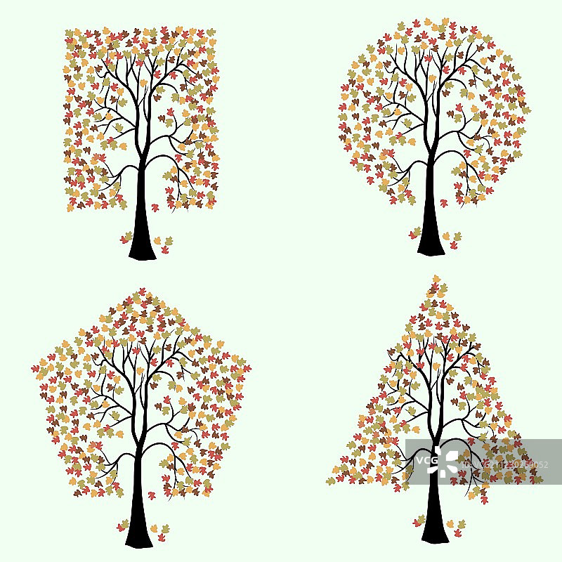 不同几何形状的树木图片素材