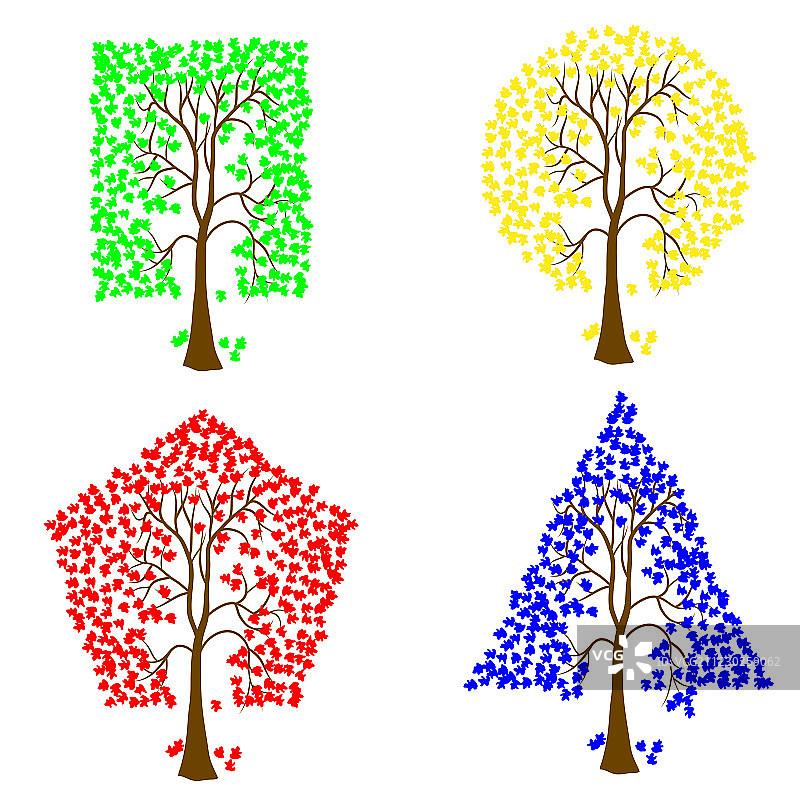 不同几何形状的树木图片素材