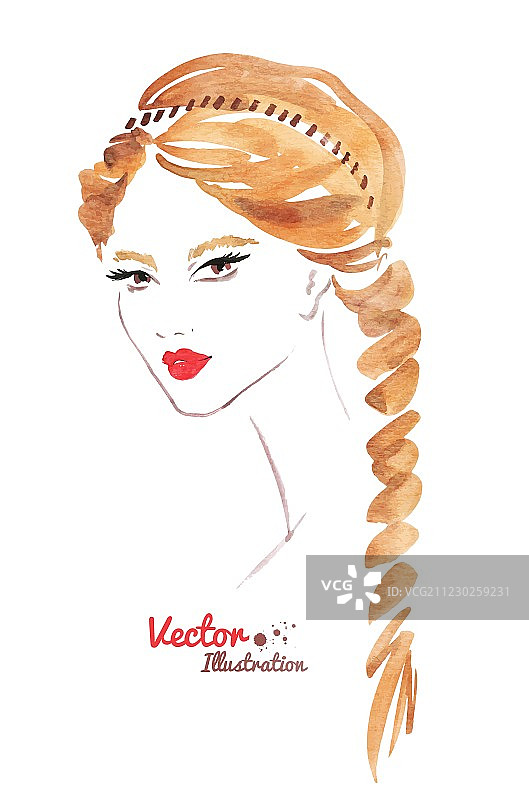 女性面部辫子发型图片素材