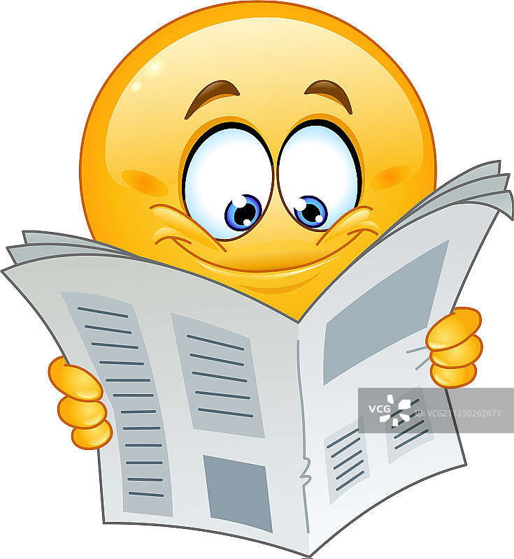 带报纸的表情符号图片素材