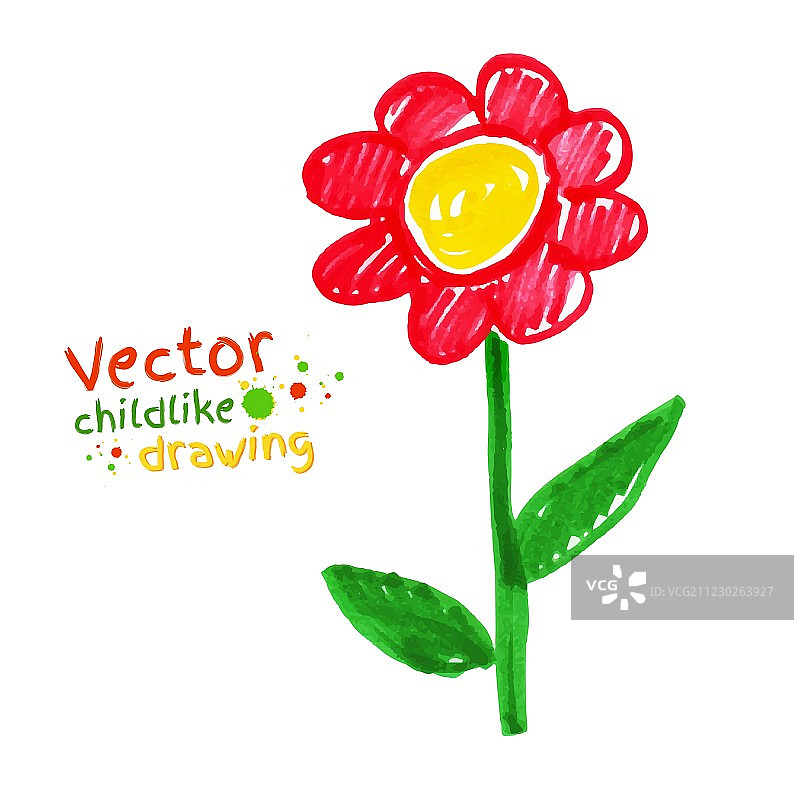 儿童画风格花朵图片素材