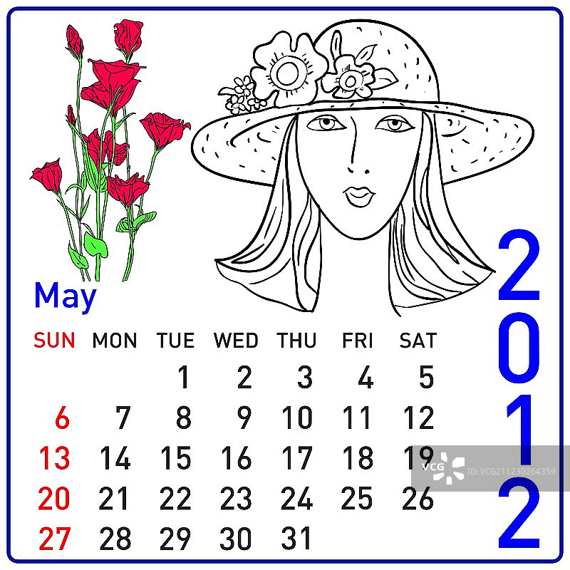 2012年5月日历图片素材